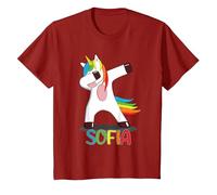 Sofia Name - Prénom Sofia - Licorne Dabbing Multicolore T-Shirt, Enfant, Canneberge, 6 Ans