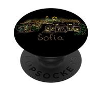 Sofia Night Bulgarie Voyage Souvenir Ville Panorama Cadeau PopSockets PopGrip Adhésif