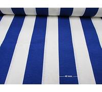 Sofia Tissu rayé Blanc 4 cm de large pour rideaux, tapisserie, décoration d'intérieur, chemin de table, 280 cm de large (vendu au mètre) (bleu)