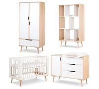 SOFIE Chambre bébé complète Commode à langer Armoire Bibliothèque et Lit 120X60 Blanc