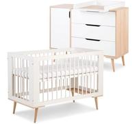 Mon Mobilier Design Sofie Ensemble Commode à Langer et lit bébé Style scandinave 120X60 Blanc