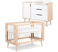 Mon Mobilier Design Sofie Ensemble Commode à Langer et lit bébé Style scandinave 120X60 Hêtre