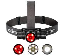 Sofirn HS21 Lampe frontale rechargeable, ultra fine 2200 lumens, étanche IP66, éclairage tricolore (rouge/jaune/blanc) pour randonnée, alpinisme, travail et situations d'urgence