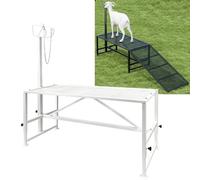 Soflightmok Support De Parage pour BéTail 51X23Po | Station Soins Universelle pour Animaux-Hauteur RéGlable (20 à 31 Po), Structure en MéTal | Capacité 330Lb-Pour Traite Parage White+Ramp
