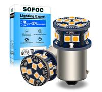 SOFOC 1156 BA15S LED Clignotant Ambre Jaune 6V 12V 24V 6-60V AC/DC Canbus Ready pour Moto & Auto 2Pcs