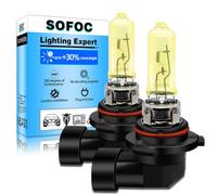 SOFOC 9005 Ampoule HB3 Phare 12V 65W P20D Jaune Halogène 1500Lm 30% Plus Lumineux Feu Antibrouillard Feu de Jour Forte Pénétration 2Pcs