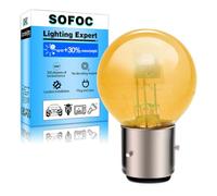SOFOC Ampoule BA21D 6V 45/40W Halogène Phare Moto G40 Jaune Ambre Double Filament Feux de route/croisement Base à baïonnette 3 broches 120° 1Pcs