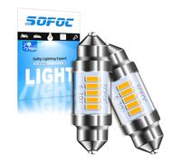 SOFOC Ampoule Festoon 31MM LED Plafonnier Auto Plaque Blanc chaud 2Pcs | 6-30V sans polarité • 500Lm + lumineux • Compatible AC/DC 6V 12V 24V • SV8.5*31 C5W 6418 • Lampe lecture/coffre