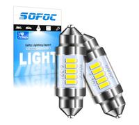SOFOC Ampoule Festoon 31MM LED Plafonnier Auto Plaque Blanche 2Pcs | 6-30V sans polarité • 500Lm + lumineux • Compatible AC/DC 6V 12V 24V • SV8.5*31 C5W 6418 • Lampe lecture/coffre