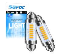SOFOC Ampoule Festoon 36MM LED Plafonnier Auto Plaque Blanc chaud 2Pcs | 6-30V sans polarité • 500Lm + lumineux • Compatible AC/DC 6V 12V 24V • SV8.5*36 C5W 239 • Lampe lecture/coffre