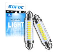 SOFOC Ampoule Festoon 41MM LED Plafonnier Auto Plaque Blanche 2Pcs | 6-30V sans polarité • 500Lm + lumineux • Compatible AC/DC 6V 12V 24V • SV8.5*41 C5W 578 • Lampe lecture/coffre