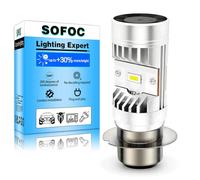 SOFOC Ampoule P36D Ventilateur De Refroidissement Intégré 5000Lm Led Phare De Moto 6V 12V 24V Compatible Avec 6-24V AC/DC 15W Csp Blanc 6000K Plus Lumineux 1Pcs