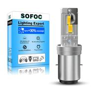 SOFOC BA20D Ampoule Led S2 500% Plus Lumineuse Que Les Halogènes Phare De Moto/Voiture Feu Antibrouillard Jaune DC 12V-18V 60W 4000Lm Conception À Faisceau Haut Et Bas 1Pcs