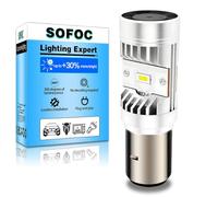 SOFOC BA20D Ampoule S2 Ventilateur De Refroidissement Intégré 5000Lm Led Phare De Moto Blanc 6V 12V 24V Compatible Avec 6-24V AC/DC 15W Csp Super Lumineux 1Pcs