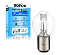 SOFOC BA20D S2 Ampoule Halogène Phare Blanc Chaud 12V Non-Polarité B35 35W Double Contact Code Croisement pour Moto Scooter .etc 1pcs