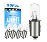 SOFOC BA7S 6V Halogen Bulb Warm White Auto/Aircraft Dashboard Indicators Reading Lights Courtesy Lamps Number Plate Lamp & Side Marker Lights 5Pcs