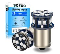 SOFOC BAU15S PY21W LED Feu Stop/Feu Arrière/Antibrouillard Rouge 6V 12V 24V 6-60V AC/DC Canbus Ready pour Moto & Auto 2Pcs