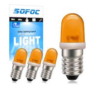 SOFOC-E10 LED Ampoules 12V DC Idéal pour Équipement Industriel & Phare de Vélo Guirlandes Lumineuses de Noël 0.5W Prêt à Brancher Orange 4Pcs