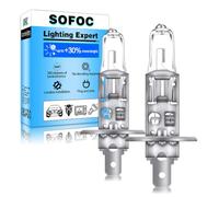 SOFOC H1 Ampoule P14.5S 12V 100W Blanc Chaud 5000K Phares 1500Lm +30% Luminosité Feux Antibrouillard Feu de Jour Anti-Éblouissement Halogène 2Pcs