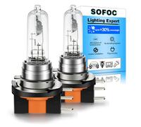 SOFOC-H15 12V Ampoule Halogène Feux de Jour Conception Double Faisceau (Route/Croisement) Ampoule Double Filament Blanc Chaud 55W/15W PGJ23t-1 2Pcs