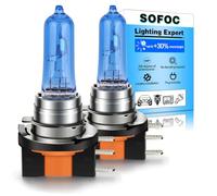 SOFOC-H15 12V Ampoule Halogène Feux de Jour Conception Double Faisceau (Route/Croisement) Ampoule Double Filament Blanc 55W/15W PGJ23t-1 2Pcs
