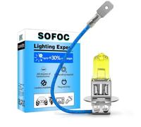 SOFOC H3 Ampoule PK22S 12V 100W Jaune Clair 4000K Phares Ventilateur Auto Feux Antibrouillard Avant 1500Lm +30% Luminosité Remplacement Direct Halogène 2Pcs