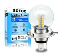 SOFOC H4 Ampoule LED 9003/HB2 Phare Blanc Chaud 6V 12V 24V Compatible 6-30V CA/CC 2W G40 Conception 1:1 Avec La Lampe Halogène D'Origine 1 Pièce
