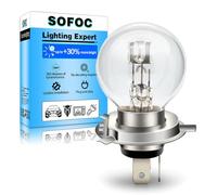 SOFOC H4 P43T 6V 45/40W Ampoule halogène pour moto et auto G40 Blanc chaud Feu de route/croisement 3 broches à 3 ergots 1 pièce