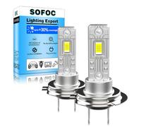 SOFOC H7 Ampoule LED Phare Feu Anti-Brouillard PX26D 12V 24V 12-24V DC Compatibled 4000LM 300% Plus Lumineux Blanc Froid 6000K Code/Route Remplacement 2Pcs