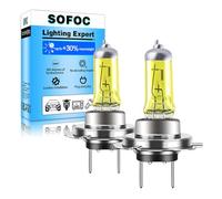 SOFOC H7 Bulb 24V Phare de Voiture Jaune Clair 4000K Feux de Brouillard Avant 2000Lm 30% Plus Lumineux PX26D DRL 100W 64210 Replacement 2Pcs