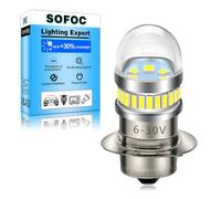 SOFOC P15S LED Bulb 1000LM Cool White Ampoule LED pour Moto Scooter Phare Feu Antibrouillard & DRL 6V 12V 24V 6-30V AC/DC Culot à Contact Unique 1Pcs