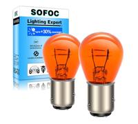 SOFOC P21/4W Clignotant feu latéral 12V 21/4W BAZ15D S25 150°Broches décalées Ambre Double fonction feu stop 2Pièces