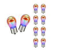 SOFOC P21W 12V 21W 1156 Feu clignotant orange BA15S culot à contact unique, ergot à 180° S25 ampoule à revêtement arc-en-ciel 10Pcs