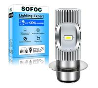SOFOC P36D Ampoule LED Phare Moto/Voiture Blanc Froid 6500K 6V 12V 24V 6-30V AC/DC 2000LM 300% Plus Brillant Que Halogène Plein/Code 2SMD 1Pcs