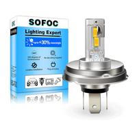 SOFOC P45T Ampoule R2 Led 500% Plus Lumineuse Que Les Halogènes Phare De Moto/Voiture Feu Antibrouillard Jaune DC 12V-18V 60W 4000Lm Conception À Faisceau Haut Et Bas 1Pcs