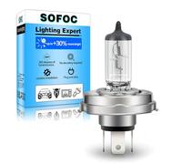 SOFOC P45T R2 12V 100/90W Ampoule halogène pour moto, voiture classique et tracteur T16 Blanc chaud Feu de route/croisement 3 broches à collerette préfocus 1 pièce