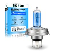 SOFOC P45T R2 12V 100/90W Ampoule halogène pour moto, voiture classique et tracteur T16 Blanc Feu de route/croisement 3 broches à collerette préfocus 1 pièce