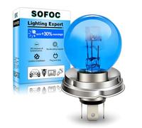 SOFOC P45T R2 12V 45/40W Ampoule halogène pour moto, voiture classique et tracteur G40 Blanc Feu de route/croisement 3 broches à collerette préfocus 1 pièce