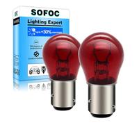SOFOC PR21/5W Feu auto stop rouge 12V 21/5W BAW15D 150°Broches décalées Double contact S25 Branchement direct 2Pièces
