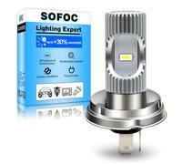 SOFOC R2 P45T Ampoule LED pour Phare de Moto/Voiture Blanc Froid 6500K 6V 12V 24V Compatible avec 6-30V AC/DC 2000LM 300% Plus Lumineux que Halogène Code/Croisement 2SMD 1pcs