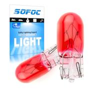 SOFOC- T10 W5W Ampoules pour voiture DRL Feu de gabarit/Feux de frein Tableau de bord/Lumières de dôme Lumière de plaque d'immatriculation Lumière de paysage 12V 5W rouge 2pcs