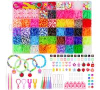 Sofore Bandes Elastique pour Bracelets, 5000+ kits de Bracelets élastiques colorés pour Bracelets à Tisser, kit de 54 Grilles de Bricolage pour Filles, bandes élastiques en Caoutchouc pour filles