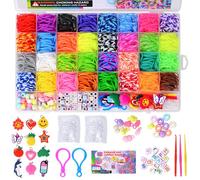 Sofore Elastique Bracelet, 2500+ kits de Bracelets élastiques colorés pour Bracelets à Tisser, kit de 40 Grilles de Bricolage pour Filles, bandes élastiques en Caoutchouc pour filles