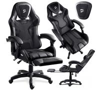 Sofotel Chaise de Jeu, Ergonomique, avec Repose-Pieds, réglable, pour Gamer, Bureau à Domicile et Salle de Jeux, 120 kg, Noire