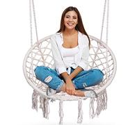 Sofotel Chaise Suspendue Blanche de Jardin Boho avec Coussin