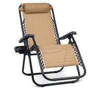 Sofotel ChillWell Chaise Longue de Jardin Pliable avec Coussin - Charge maximale : 150 kg - 162 x 110 x 64 cm - Beige