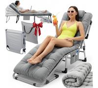 Sofotel Lit d'invité, Chaise Longue Pliable, avec Matelas et Coussin, Chaise de Jardin réglable sur 5 Niveaux, pour Dormir et se détendre, 193 x 67 x 40-75,5 cm, pour Camping, Jardin et invités, Gris
