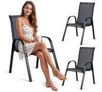 Sofotel Lot de 2 chaises de Jardin en Acier revêtu par pulvérisation et Textile - Métal Noir