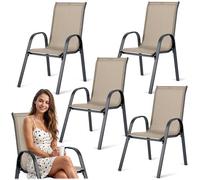 Sofotel Lot de 4 chaises de Jardin, en Textile, métal, Stables, Confortables, pour Jardin, Balcon, Charge maximale : 120 kg, Beige