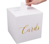 SOFPLAT Boîte à Cartes de Mariage Blanche en Papier Kraft Boîte à Cartes de Faveur de 9x9x910cm Étui de Décoration de Fête avec {2} cartes en Papier pour Réception de Mariage Anniversaire Remise de D